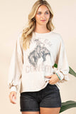 KC035-CLEO WESTERN COWBOY GRAPHIC LONG SLEEVE SWEATSHIRT