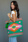 Green, Pink & Orange Western Tote