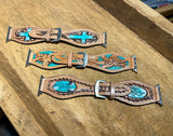 45mm Apple Watch band Tooled Leather : Stones
