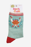 Women's Bamboo Socks - Green/Red, Christmas Highland Cow