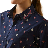 Ariat Ladies Wrinkle Resist Team Kirby Stretch Shirt - Western Love Print