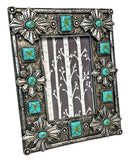 Resin Metal Concho & Turquoise Stones 6” x 4” Picture Frame