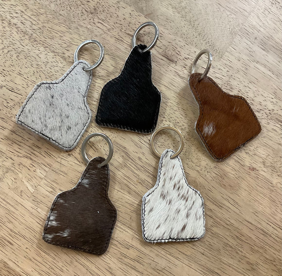 Pink Yeehaw Cattle Cowhide Keychain -PYCCK