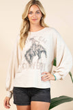 KC035-CLEO WESTERN COWBOY GRAPHIC LONG SLEEVE SWEATSHIRT