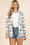 MILA WESTERN WILD HORSES PRINT WOVEN BLAZER: KHAKI AV1227