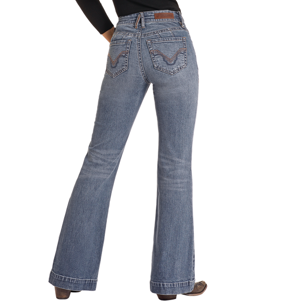 HIGH RISE SIGNATURE EMBROIDERED TROUSERS