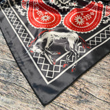 AVS866 BANDANA HORSE PRINT SILK SCARF 36X36