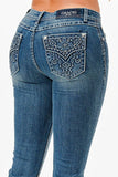 Aztec 3D Faux Flap Mid-Rise Boot Cut 34" | EB-61946