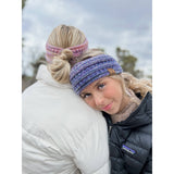 Four Tone Ribbed Knit Women's Fashion Ponytail Headband