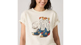LEVI'S® WOMEN'S GRAPHIC TABOR T-SHIRT - Cowboy Boot And Hat Egret
001MX-0007
