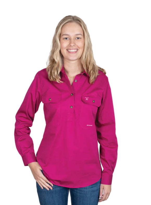 Just Country Women's - Jahna - 1/2 Button - Magenta