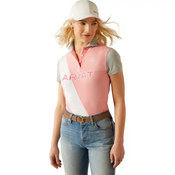 Ariat Ladies Taryn Short Sleeve Polo Flamingo Pink Coral Paradise