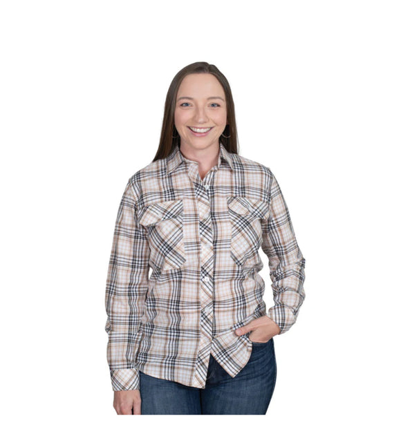 JUST COUNTRY Women's Abbey Full Button Plaid Workshirt