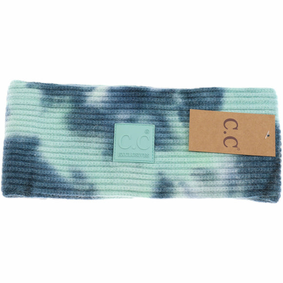 Tie Dye Fashion Headband with Rubber Patch - Women's: Teal/Sea Green