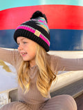 Kids' Southwestern C.C Beanie with Faux Fur Pom: Beige