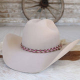 Genuine Horsehair 6 Strand Braided Hat Band with Single Tassel - Cerise