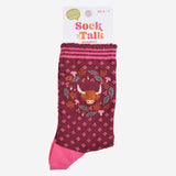 Highland Cow Floral Wreath Bamboo Socks in Burgundy