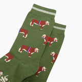 Prize Hereford Bull Bamboo Socks in Green