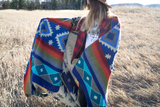 Andean Alpaca Wool Blanket - Ocean Breeze - Light Blue/Dark