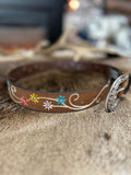 Ariat Wms Belt 1.5in Embroidered Flowers Brown - A1567502