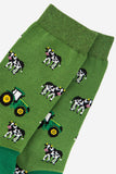 Men's Bamboo Socks - Green, Tractor and Cow