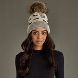 Ivory Horse Pattern Pom Hat PA003
