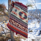 Andean Alpaca Wool Blanket - Wildfire - Red/Cream