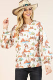 AV1172-MICHAELA WESTERN PRINT RELAXED SWEATSHIRT