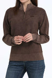 Cinch® Women's Brown Jacquard 1/4 Zip Pullover Sweater