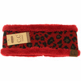 Leopard Print CC Fashion Headband with Fuzzy Lining: Black
