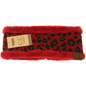 Leopard Print CC Fashion Headband with Fuzzy Lining