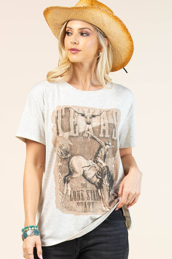AV1205-AVAH TEXAS COWBOY GRAPHIC SHORT SLEEVE T-SHIRT