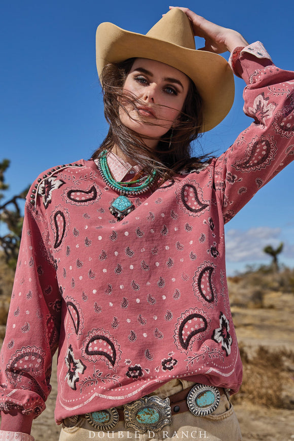 Top, Charlie's Bandana Sweatshirt - Mahogany T4099