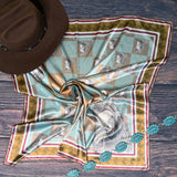 AVS870 HORSE CHECKER PRINT SILK SCARF 36X36