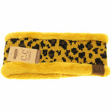 Leopard Print CC Fashion Headband with Fuzzy Lining: Black