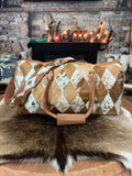 Diamond Pattern Cowhide Overnight Bag - #005