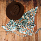 AVS-855 AZTEC CACTI PRINT SILK WILD RAG 36X36