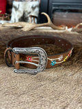 Ariat Wms Belt 1.5in Embroidered Flowers Brown - A1567502