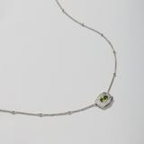 Ultra Mini Belt Buckle Birthstone Necklace - Silver