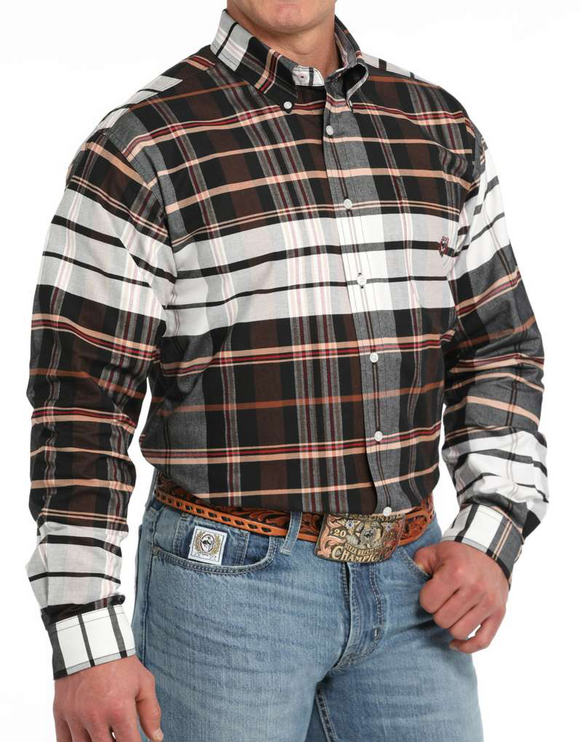 CINCH MEN’S SHIRT ‘OXFORD’ CLASSIC FIT BLACK/RED MTW1242001