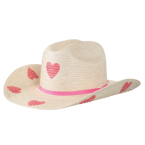 SUNBODY HATS
Kids Cattleman Palm Leaf Hat - Pink Hearts
HGKC-PH2
