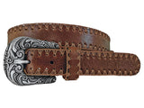 Roper Women's Leather Brown Belt - Crochet Edges