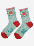 Women's Bamboo Socks - Green/Red, Christmas Highland Cow