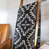 Andean Alpaca Wool Blanket - Black Chakana