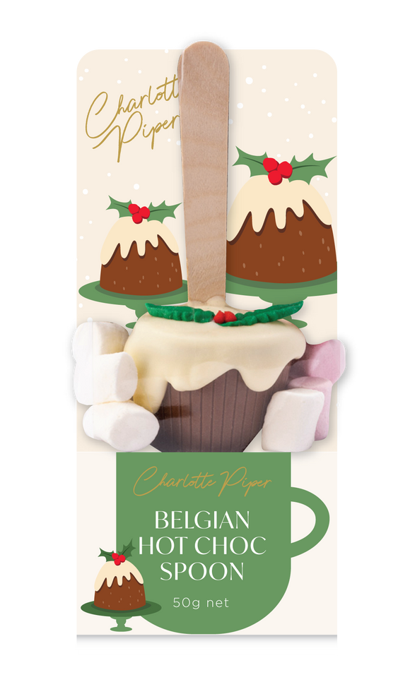 Hot Chocolate Christmas Pudding Spoon Milk(12)