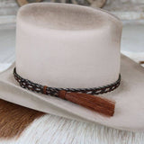 Genuine Horsehair 5 Strand Braided Hat Band with Single Tassel - Duster