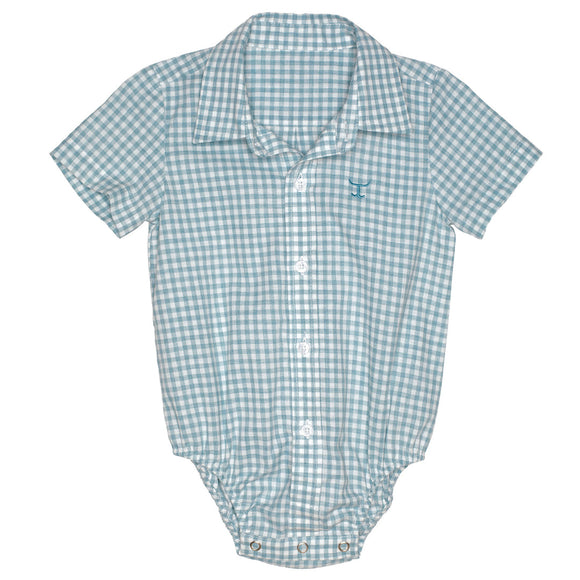 JUST COUNTRY
Infant's Frankie Short Sleeve Full Button Jumpsuit - Dusty Turquoise