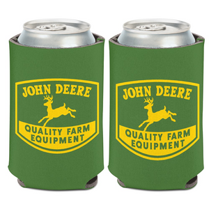 JD CAN COOLER-GREEN WITH RETRO QUALITY FARM EQUIPMENT LOGO (12OZ/375ML)