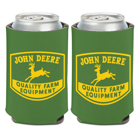 JD CAN COOLER-GREEN WITH RETRO QUALITY FARM EQUIPMENT LOGO (12OZ/375ML)