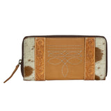 Cowhide & Tooling Lthr Boot Stitch Zip Wallet – Moore (AW32)